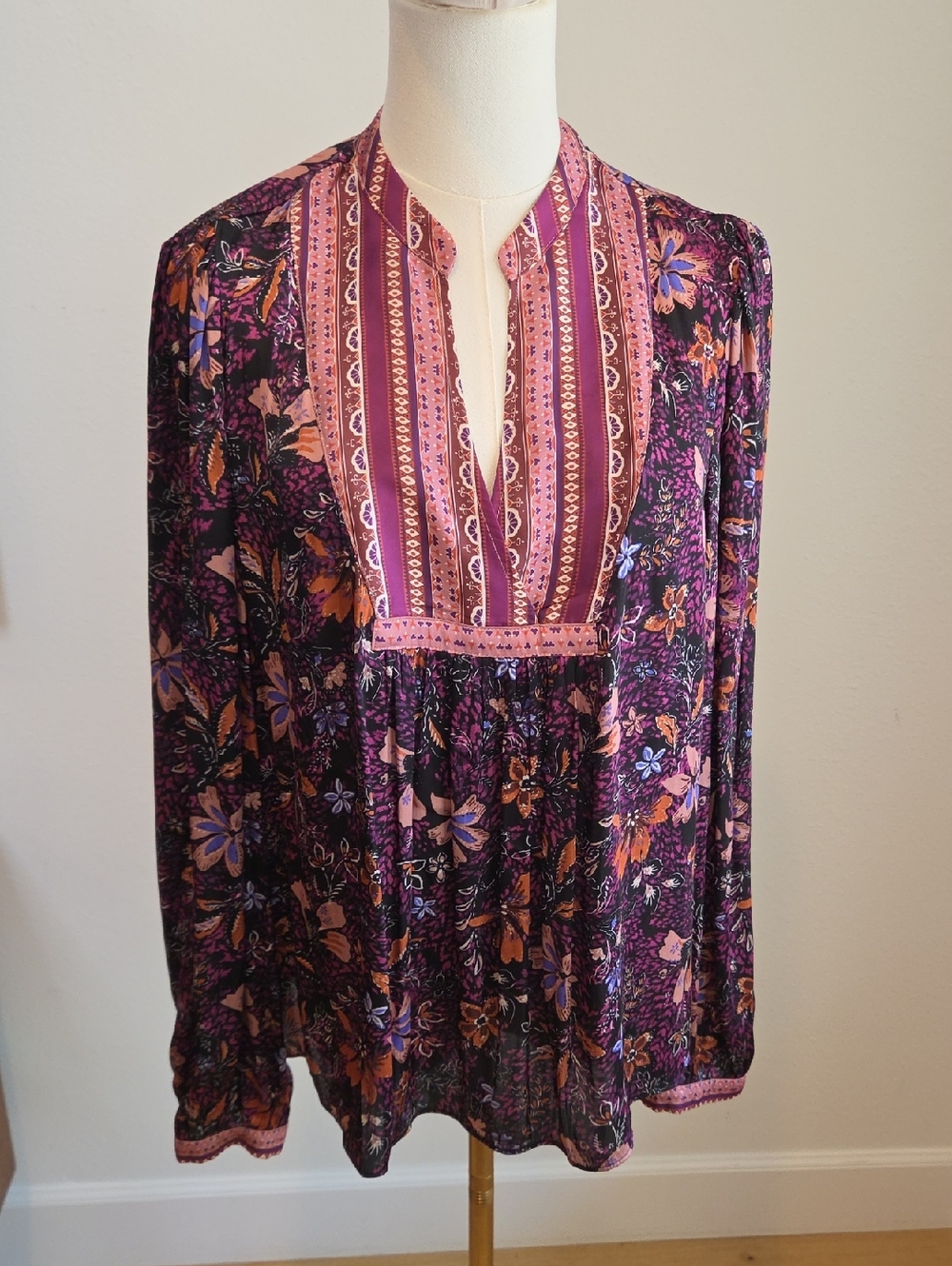 Current Air Floral Boho Blouse in Purple, Pink & Orange